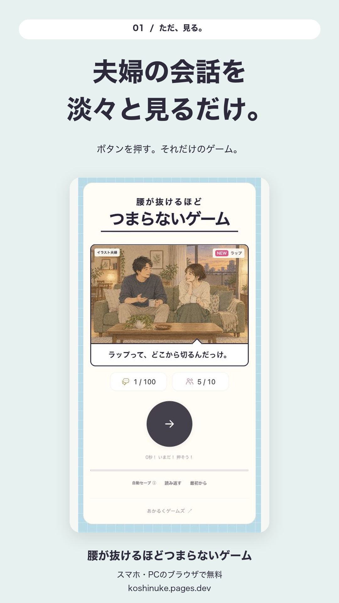 夫婦の会話を淡々と見るだけ。